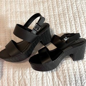 Black platform wedges